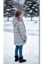 Girl's Puffer Jacket Coat Grey Color Fur Removable Hooded Inside Wool - 4