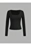 Women's 2-Color Long Sleeve Low-Cut Collar Combed Cotton Bodysuit - 5
