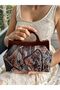 Penalope Collection - Chain, Wooden Buckle Fabric Bag, Clutch Bag, Handbag, Bag