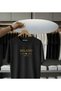 Unisex Oversized Printed Cotton Crew Neck Short Sleeve Black T-Shirt Milano Gold Plain