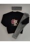Cute Cat Tunic Sweatshirt & Corded Fabric Velvet Leggings and Headband 3-Piece Winter Set for Girls - 2