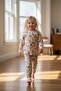 Flower Patterned 100% Cotton Single Jersey Fabric Long Sleeve Girls' Pajama Set