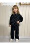 Girl's Black Bottom Top Tracksuit Set - 2