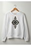 Unisex 0Versize 100% Cotton Ethnic Patterned Printed Sweatshirt - 2