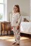 White Blouse Collar with Flower Pattern 100% Cotton Single Jersey Fabric Girls' Pajama Set - 2