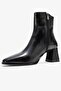 Women's Black Zippered Thick Mid-Heel Stylish Comfortable Ankle Boots - 3
