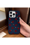 iPhone 15 Pro Max Compatible Blue Leather Textured Silicone Protects Camera Shock-Absorbing Case Heart
