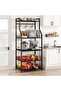 5-Tier Kitchen Storage Shelf, Standing Bakers Rack, 2 Large Wire Basket