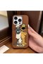 iPhone 16 Pro Max Compatible Brown Leather Textured Silicone Protects Camera Shock-Absorbing Case Cartoon