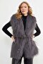 Faux Fur Vest with Belt Detail - 6