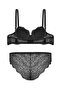 Anna 2736 Lace Low-Cut Bra and Panty Set - Unpadded Black - 2