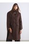 Double-Breasted Women's Coat with Collar Scarf - 2