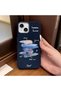 iPhone 13/14 Compatible Blue Leather Textured Silicone Protects Camera Shock-Absorbing Case