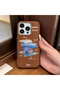 iPhone 16 Pro Compatible Brown Leather Textured Silicone Protects Camera Shock-Absorbing Case