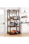 5-Tier Kitchen Storage Shelf, Standing Bakers Rack, 1 Large Wire Basket - 7