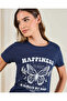 Women Navy Butterfly Print T-Shirt - 4