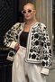 Ecru Floral Embroidered Lined Jacket Vs00717