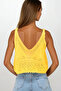 Yellow Strappy Openwork Knitted Crop Blouse Vs00250 - 4