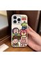 iPhone 14 Pro Max Compatible White Leather Texture Silicone Protects Camera Shock-Absorbing Case Cartoon