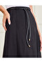 Women Black Knitted Flared Skirt With Belt - 4