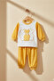 Unisex Baby Set Yellow Teddy Bear Printed Cotton Bottom Top Set 0-12 Months Newborn - 2