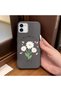 iPhone 12/12 Pro Compatible Gray Leather Textured Silicone Protects Camera Shock-Absorbing Case Flower