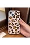 iPhone 15 Compatible Pink Leather Textured Silicone Protects Camera Shock-Absorbing Case Leopard