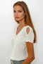 Stone Openwork Sleeves with Slit Detail Knitwear Blouse Vs00264
