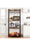 5-Tier Kitchen Storage Shelf, Standing Bakers Rack, 1 Large Wire Basket - 8