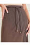 Women Brown Knitted Flared Skirt With Belt - 4