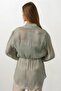 Women's Khaki Waist-Tied Long Sleeve Oversize Shirt Vs00577 - 3