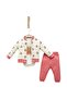 100% Cotton Bow Tie Cherry Pattern 3-Piece Body Set 3 Months, 6 Months, 9 Months Girls Jacket Body Pants - 2