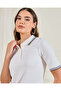 Women White Polo With Contrast Stripe Detail - 4