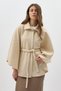 Beige Shirt Collar Belted Poncho Women's Coat 3099A - 6