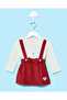 Infant Girls Red Embellished Frok With White Bottom (2 Piece) - 2