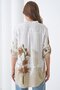 Beige Hakim Collar Floral Patterned Linen Shirt Vs01444 - 3