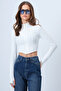 Women's White Mock Neck Zippered Ottoban Fingered Crop Cardigan Vs01321 - 6