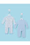 Baby Blue Printed Romper Suit (2 Piece) - 5