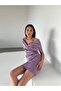 Tanem Madonna Collar Satin Mini Dress 582833 Purple - 2