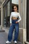 Dark Blue 5-Pocket Wide Leg Baggy Jeans - 4