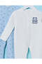 Baby Blue And White Jacquard Sleepsuit Set (2 Piece) - 4