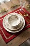 طقم خدمة أمريكي مكون من قطعتين بإطار ذهبي أحمر مطرز - 2