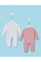 Baby White And Pink Jacquard Sleepsuit Set (2 Piece) - 5