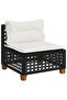 5 Piece Garden Sofa Set with Cushions Black Poly Rattan - 2