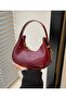 Women's Patent Leather Baguette Cherry Bag with Zipper Closure and Strap Detail Shoulder Bag