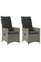 Reclining Garden Chairs 2 pcs with Cushions Grey Poly Rattan