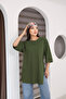 Women's Standard Size Double Sleeve Side Slit Khaki T-Shirt - 4