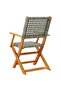 Folding Garden Chairs 6 pcs Grey Poly Rattan and Solid Wood - 5