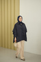 Women's Cape Sleeve Short Trench Navy Blue - 2