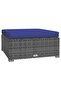 5 Piece Garden Lounge Set with Cushions Poly Rattan Grey - 4